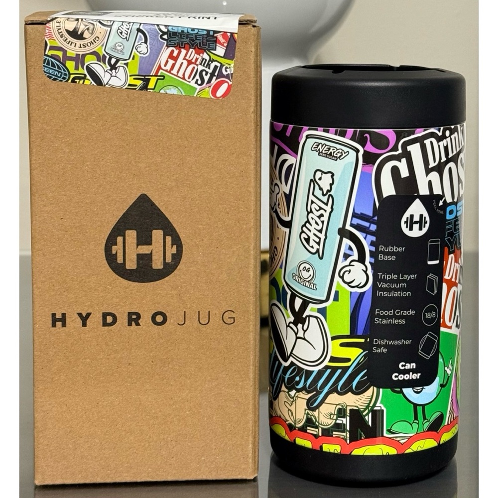 Hydrojug x GHOST 16oz Stainless Steel Can Cooler, STICKERS